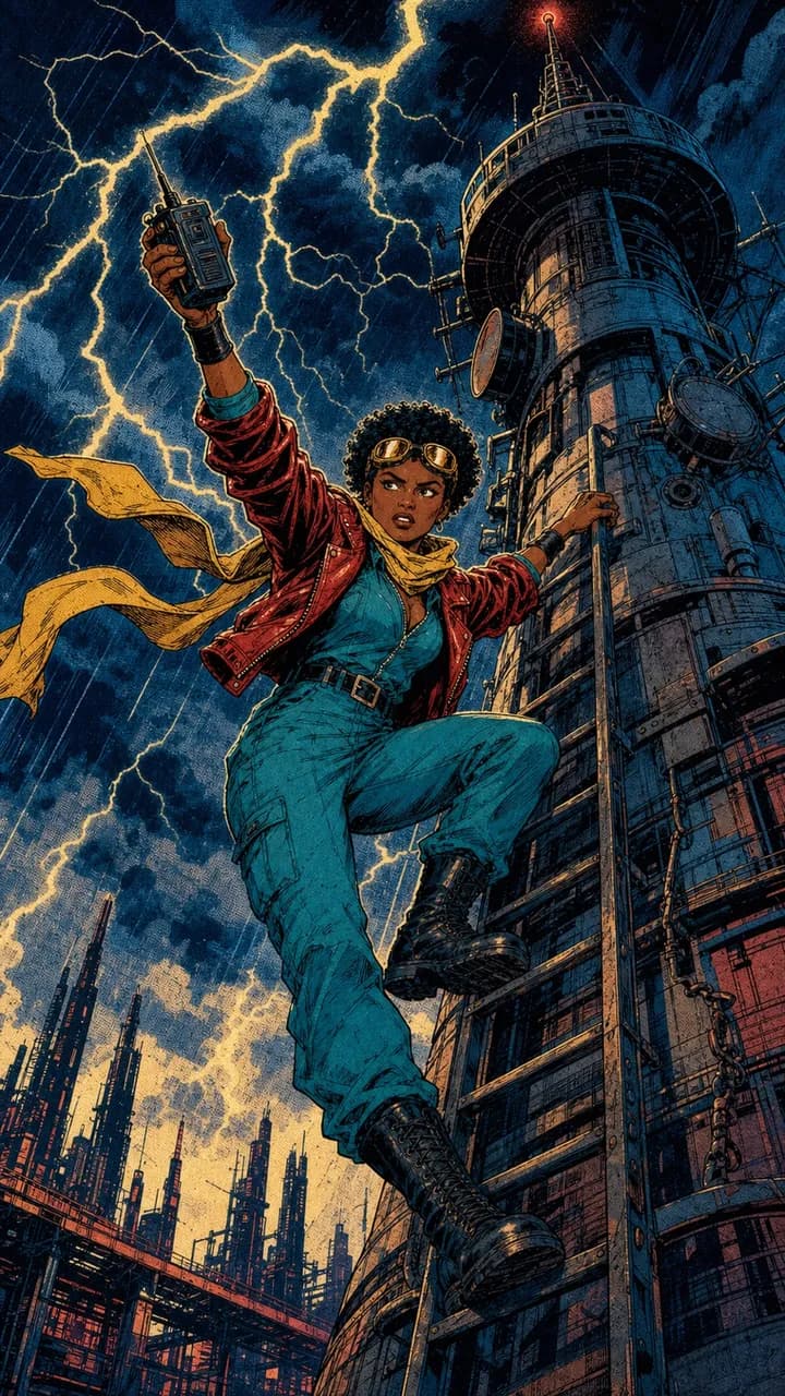 A frame from the Retro Comics video style